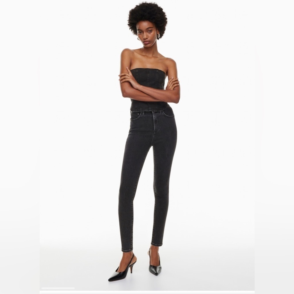 Denim Forum Black Skinny Jeans High-Waisted Stretch